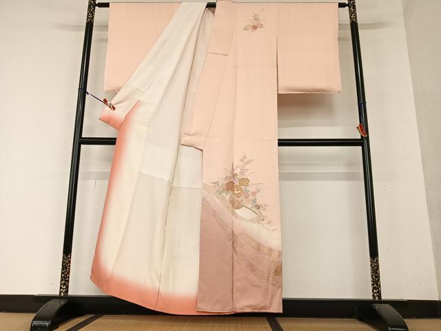 平和屋着物●訪問着 中国三大刺繍 相良刺繍 蔓帯花文 暈し染め 正絹 逸品 AAAY6460zg