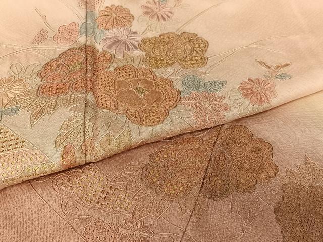 平和屋着物●訪問着 中国三大刺繍 相良刺繍 蔓帯花文 暈し染め 正絹 逸品 AAAY6460zg