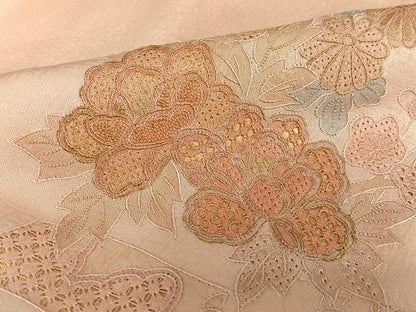 平和屋着物●訪問着 中国三大刺繍 相良刺繍 蔓帯花文 暈し染め 正絹 逸品 AAAY6460zg
