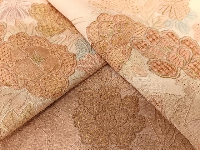 平和屋着物●訪問着 中国三大刺繍 相良刺繍 蔓帯花文 暈し染め 正絹 逸品 AAAY6460zg