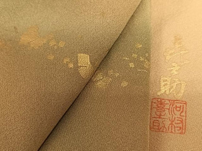 平和屋着物●箔工芸作家 河村喜之助 訪問着 箔散らし 暈し染め 金彩 正絹 逸品 AAAY6462zg