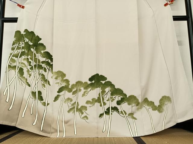平和屋着物●訪問着　手描き　松　正絹　逸品　未使用　AAAY6474zg