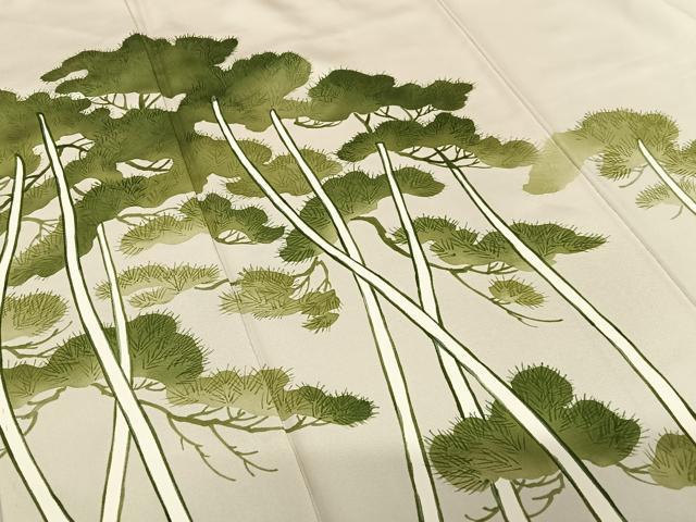 平和屋着物●訪問着　手描き　松　正絹　逸品　未使用　AAAY6474zg