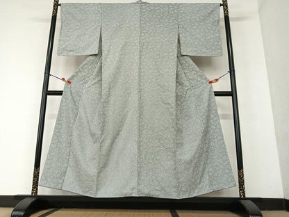 平和屋着物●上質な紬 型染め 舞花文 正絹 逸品 AAAY6478zg