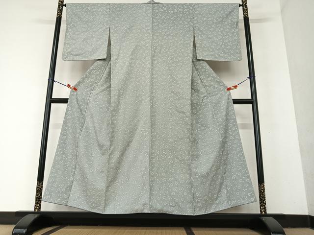 平和屋着物●上質な紬 型染め 舞花文 正絹 逸品 AAAY6478zg