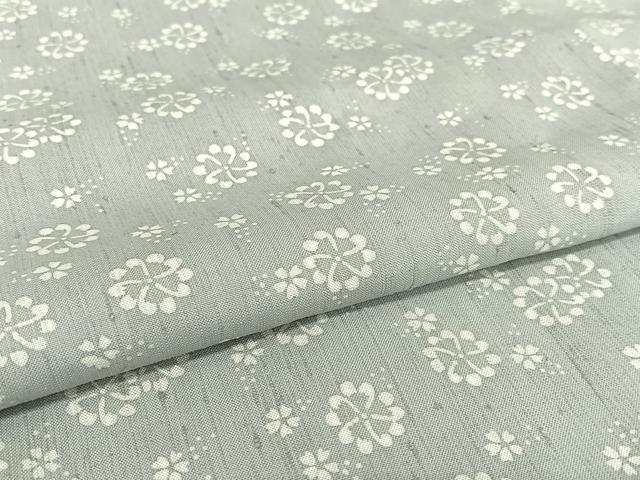 平和屋着物●上質な紬 型染め 舞花文 正絹 逸品 AAAY6478zg