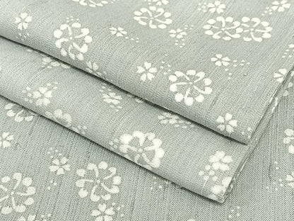 平和屋着物●上質な紬 型染め 舞花文 正絹 逸品 AAAY6478zg