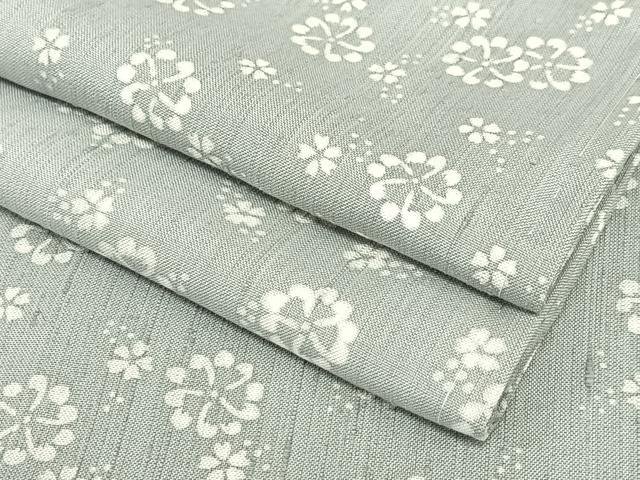 平和屋着物●上質な紬 型染め 舞花文 正絹 逸品 AAAY6478zg