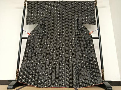 平和屋着物●上質な小紋 麻の葉文様 正絹 逸品 AAAY6491zg