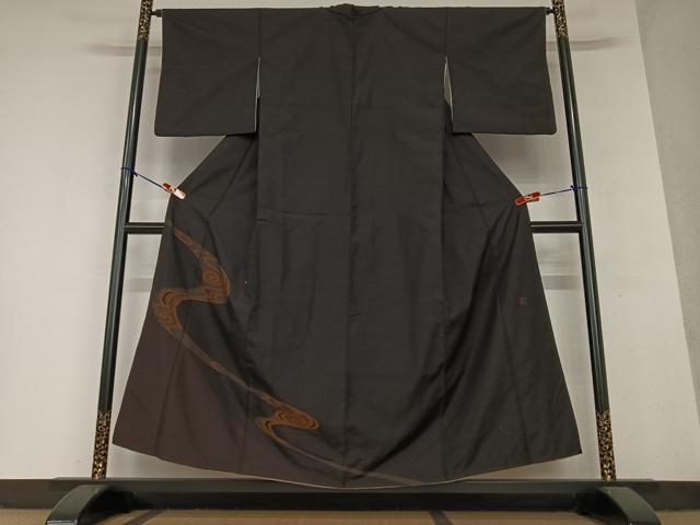 平和屋着物●紬 訪問着 作家物 流水文 正絹 逸品 AAAY6493zg