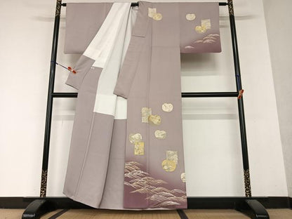 平和屋着物●訪問着 駒刺繍 色紙草花文 暈し染め 金彩 正絹 逸品 AAAY6496zg
