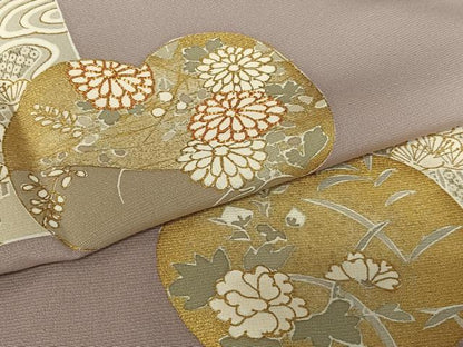 平和屋着物●訪問着 駒刺繍 色紙草花文 暈し染め 金彩 正絹 逸品 AAAY6496zg