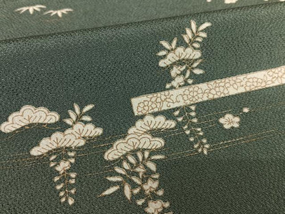 平和屋着物●訪問着 松竹梅 金銀彩 鬼しぼ縮緬 正絹 逸品 AAAY6506zg