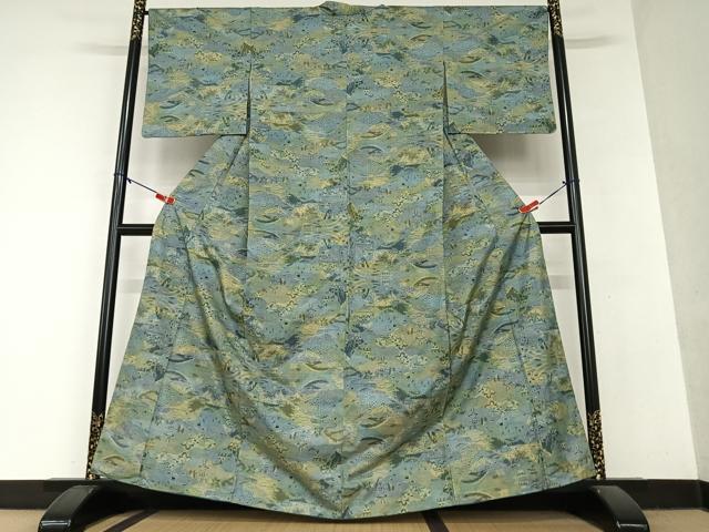 平和屋着物●本場大島紬　一元7マルキ　風景草花文　やまと誂製　正絹　逸品　AAAY6508zg