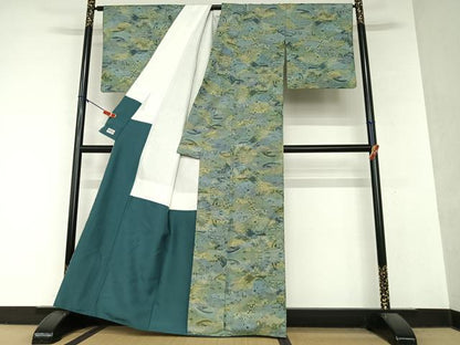 平和屋着物●本場大島紬　一元7マルキ　風景草花文　やまと誂製　正絹　逸品　AAAY6508zg