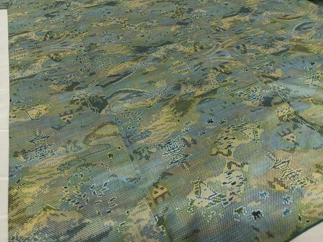 平和屋着物●本場大島紬　一元7マルキ　風景草花文　やまと誂製　正絹　逸品　AAAY6508zg