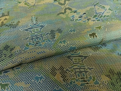 平和屋着物●本場大島紬　一元7マルキ　風景草花文　やまと誂製　正絹　逸品　AAAY6508zg