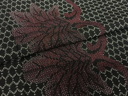 平和屋着物●お召 蔦の葉文 黒地 正絹 逸品 AAAY6511zg