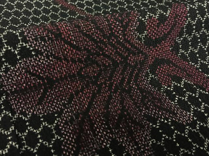 平和屋着物●お召 蔦の葉文 黒地 正絹 逸品 AAAY6511zg