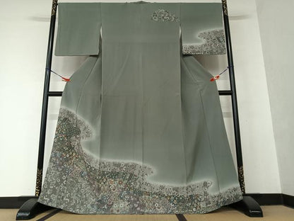 平和屋着物●訪問着 道長更紗花文 暈し染め 金彩 正絹 逸品 AAAY6515zg