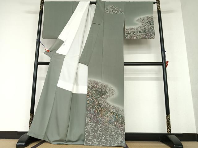 平和屋着物●訪問着 道長更紗花文 暈し染め 金彩 正絹 逸品 AAAY6515zg