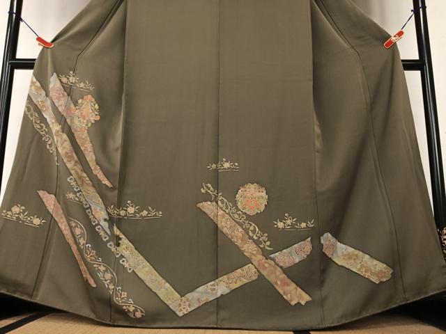 平和屋着物●訪問着 刺繍 草花文 正絹 逸品 AAAY6516zg