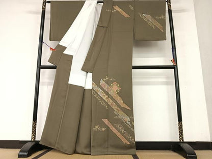 平和屋着物●訪問着 刺繍 草花文 正絹 逸品 AAAY6516zg