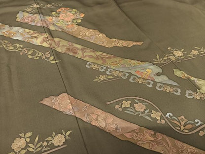 平和屋着物●訪問着 刺繍 草花文 正絹 逸品 AAAY6516zg