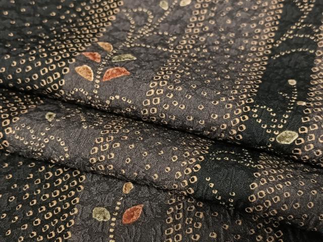 平和屋着物●洗える最高級着物　＜英＞はなぶさ謹製　小紋　絞り　草花間道　AAAY6519zg