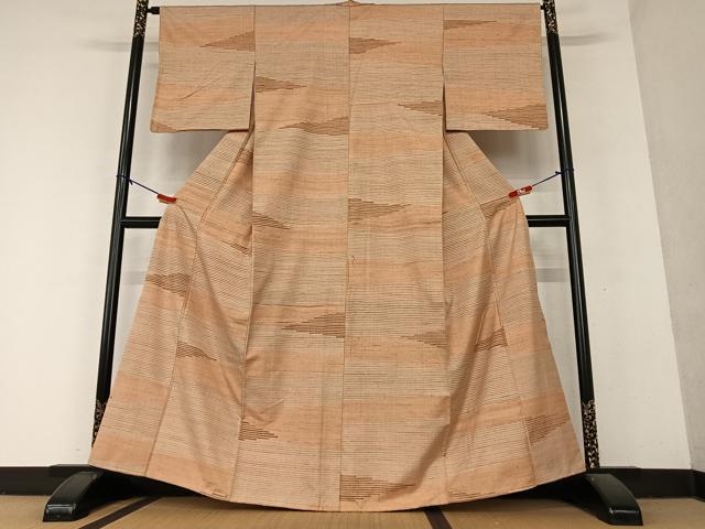 平和屋着物●上質な紬 段違い文 大丸扱い 正絹 逸品 AAAY6522zg
