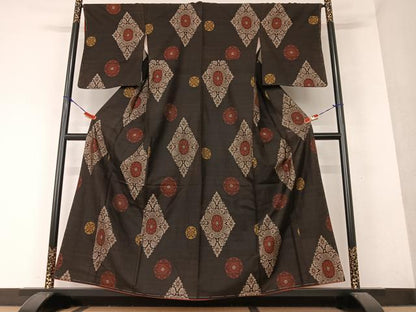 平和屋着物●本場大島紬　花菱文　正絹　逸品　未使用　AAAY6536zg