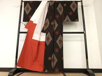 平和屋着物●本場大島紬　花菱文　正絹　逸品　未使用　AAAY6536zg