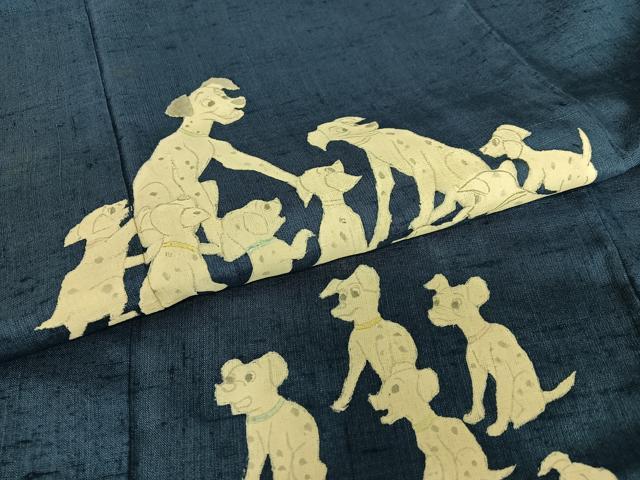 平和屋着物●訪問着　作家物　紬地　希少柄　ダルメシアン　犬　褐返色地　正絹　逸品　AAAY6546zg