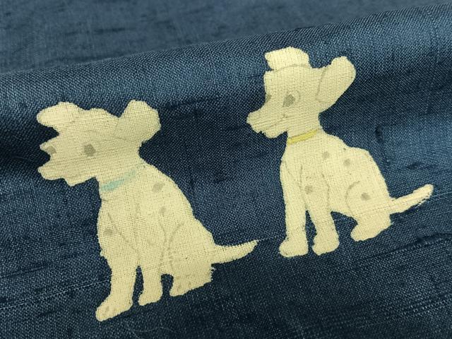 平和屋着物●訪問着　作家物　紬地　希少柄　ダルメシアン　犬　褐返色地　正絹　逸品　AAAY6546zg