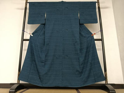 平和屋着物●お召 幾何学文様 正絹 逸品 AAAY6557zg