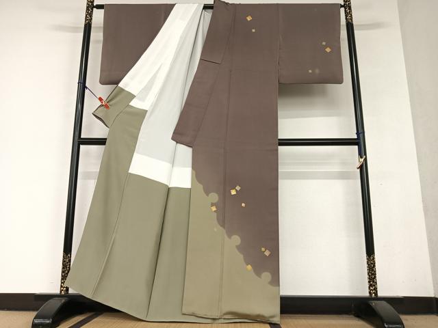 平和屋着物●訪問着 竹屋町刺繍 箔散らし 暈し染め 金彩 正絹 逸品 AAAY6561zg