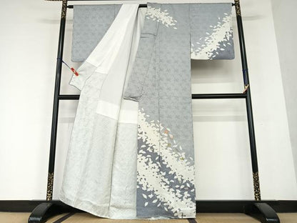 平和屋着物●訪問着 駒刺繍 草花文 暈し染め 正絹 逸品 AAAY6571zg
