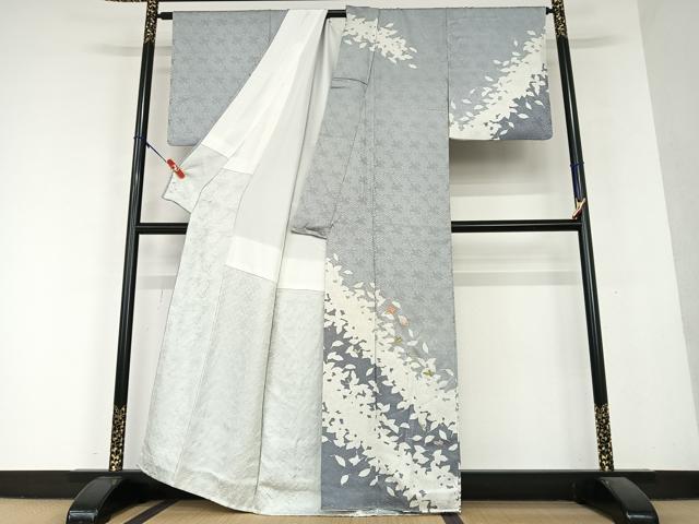 平和屋着物●訪問着 駒刺繍 草花文 暈し染め 正絹 逸品 AAAY6571zg