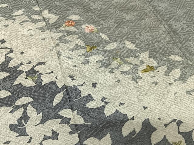 平和屋着物●訪問着 駒刺繍 草花文 暈し染め 正絹 逸品 AAAY6571zg