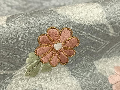 平和屋着物●訪問着 駒刺繍 草花文 暈し染め 正絹 逸品 AAAY6571zg