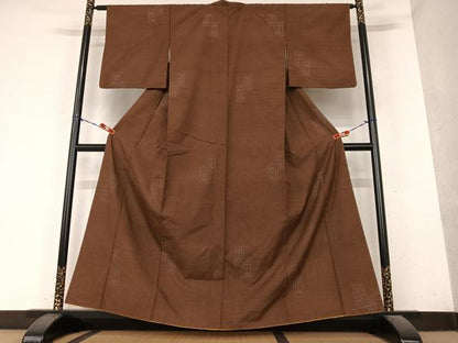 平和屋着物●結城紬 80亀甲 色紙重ね文 飛び亀甲柄 正絹 逸品 AAAY6595zg