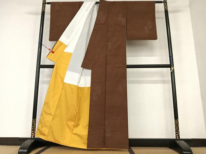 平和屋着物●結城紬 80亀甲 色紙重ね文 飛び亀甲柄 正絹 逸品 AAAY6595zg