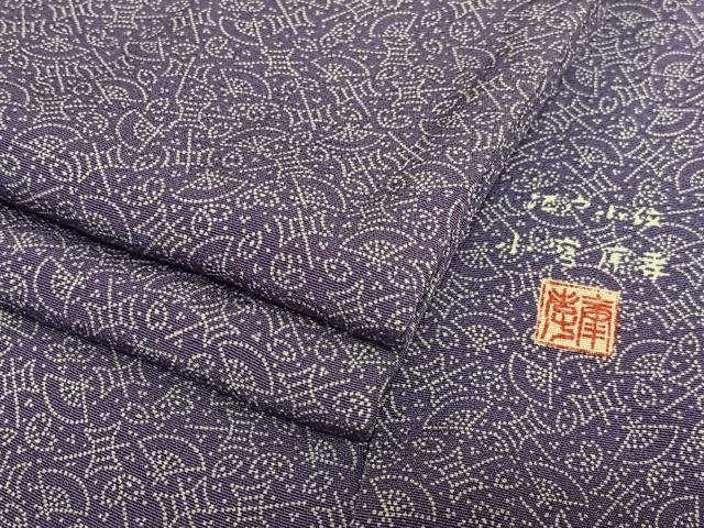 平和屋着物●人間国宝 小宮康孝　江戸小紋　舞扇吉祥文　正絹　逸品　AAAY6597zg