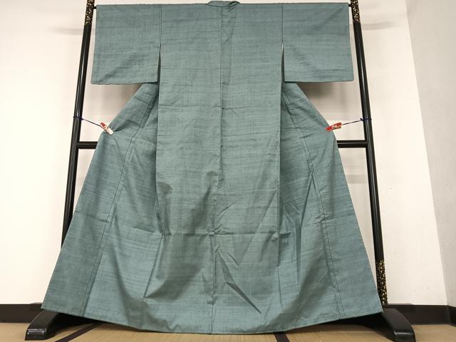 平和屋着物●上質な紬 色無地 藍鼠色 正絹 逸品 AAAY6603zg