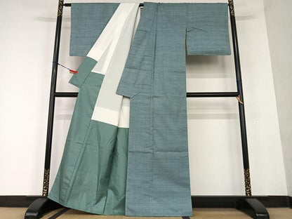 平和屋着物●上質な紬 色無地 藍鼠色 正絹 逸品 AAAY6603zg