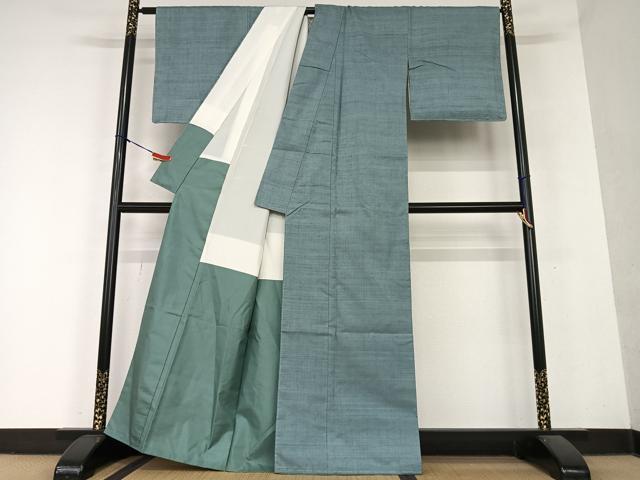 平和屋着物●上質な紬 色無地 藍鼠色 正絹 逸品 AAAY6603zg