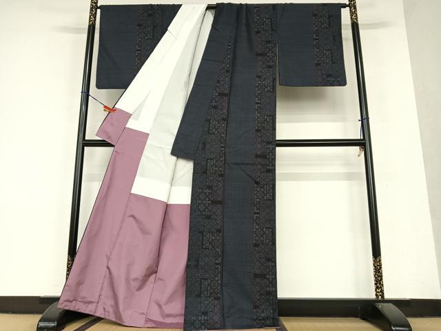 平和屋着物●本場大島紬 カタス7マルキ 色紙重ね花文 正絹 逸品 AAAY6610zg