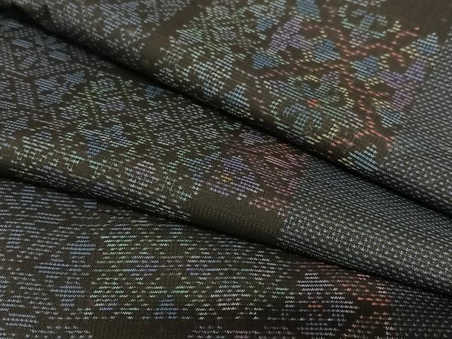 平和屋着物●本場大島紬 カタス7マルキ 色紙重ね花文 正絹 逸品 AAAY6610zg