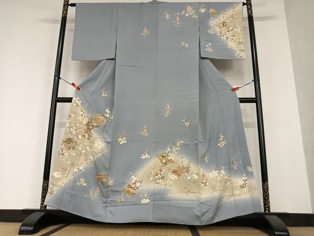 平和屋着物●訪問着 源氏香花文 暈し染め 金彩 正絹 逸品 AAAY6611zg