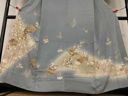 平和屋着物●訪問着 源氏香花文 暈し染め 金彩 正絹 逸品 AAAY6611zg